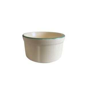 Vintage Ceramic Ramekin Dish With Pale Green Rim